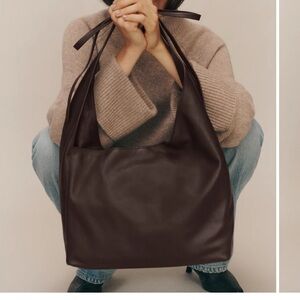 Reformation Medium Vittoria Tote Bag in Tobacco Leather